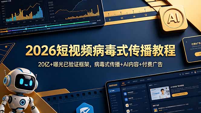 2026短视频病毒式传播教程：20亿+曝光已验证框架，病毒式传播+AI内容+付费广告-2ripyou