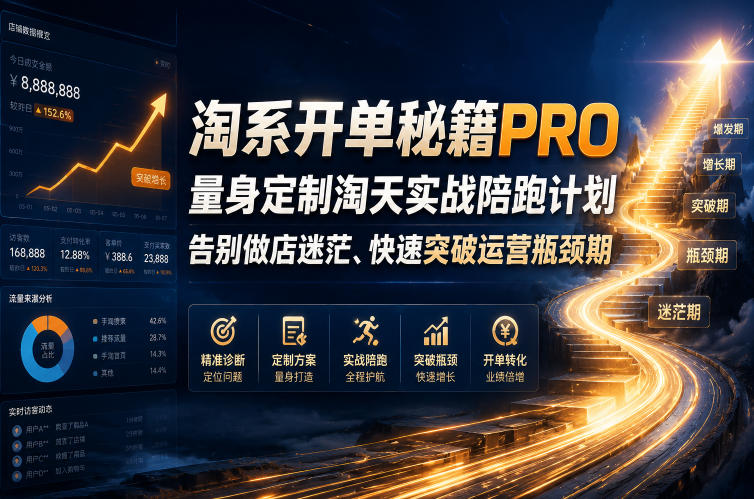 淘系开单秘籍PRO，量身定制淘天实战陪跑计划，告别做店迷茫、快速突破运营瓶颈期(2026年6月22日)-2ripyou