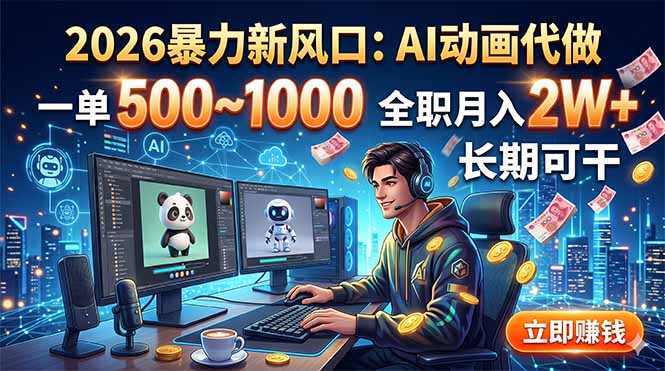 2026暴力新风口：AI动画代做，一单500~1000，全职月入2W+，长期可干-2ripyou