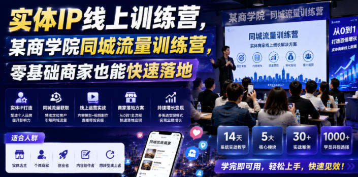 实体IP线上训练营，某商学院同城流量训练营，零基础商家也能快速落地-2ripyou