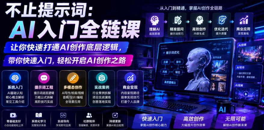 不止提示词：AI入门全链课，让你快速打通AI创作底层逻辑，带你快速入门，轻松开启AI创作之路-2ripyou