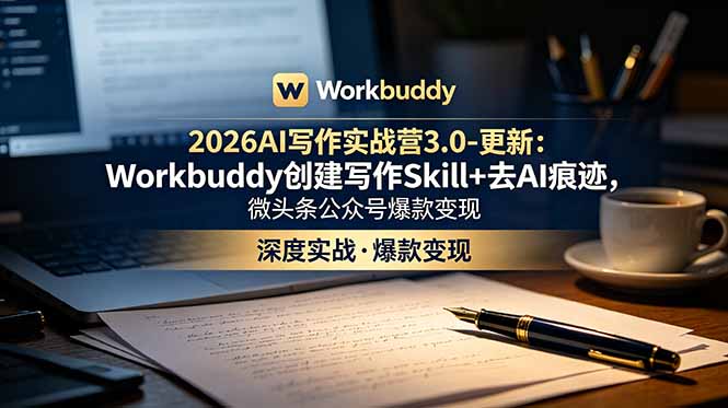 2026AI写作实战营3.0-更新：Workbuddy创建写作Skill+去AI痕迹，微头条公众号爆款变现-2ripyou