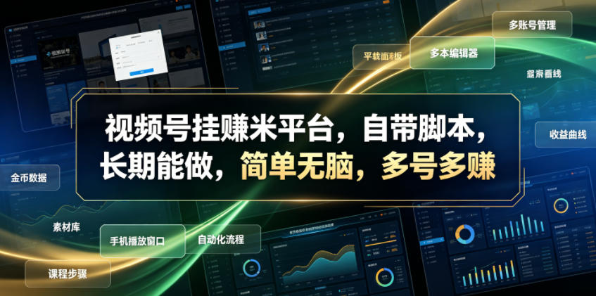 视频号挂賺米平台，自带脚本，长期能做，简单无脑，多号多賺【揭秘】-2ripyou
