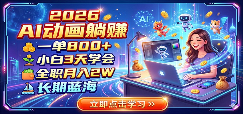 2026 AI动画躺赚：一单800+，小白3天学会，全职月入2W，长期蓝海-2ripyou