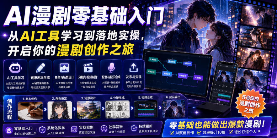 AI漫剧零基础入门，从AI工具学习到落地实操，开启你的漫剧创作之旅-2ripyou