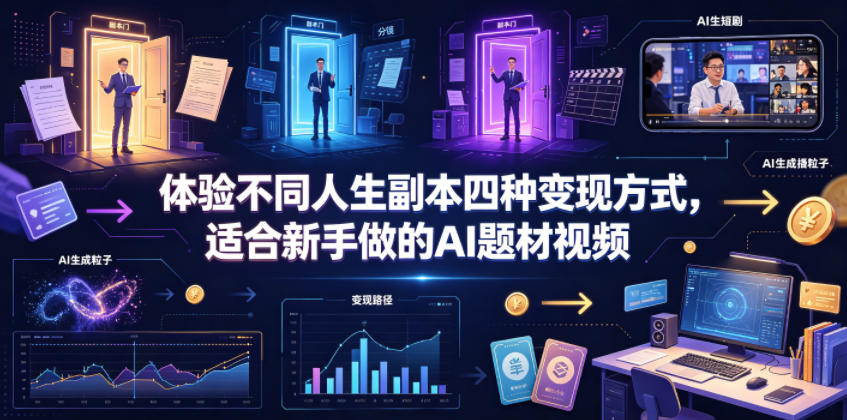 体验不同人生副本四种变现方式，适合新手做的AI题材视频-2ripyou