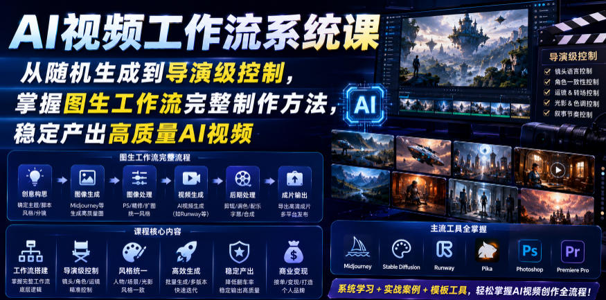 AI视频工作流系统课，从随机生成到导演级控制，掌握图生工作流完整制作方法，稳定产出高质量AI视频-2ripyou