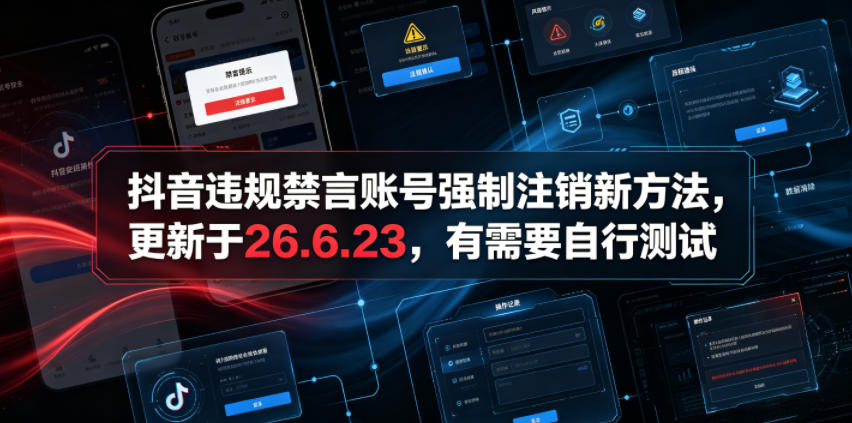 抖音违规禁言账号强制注销新方法，更新于26.6.23，有需要自行测试-2ripyou
