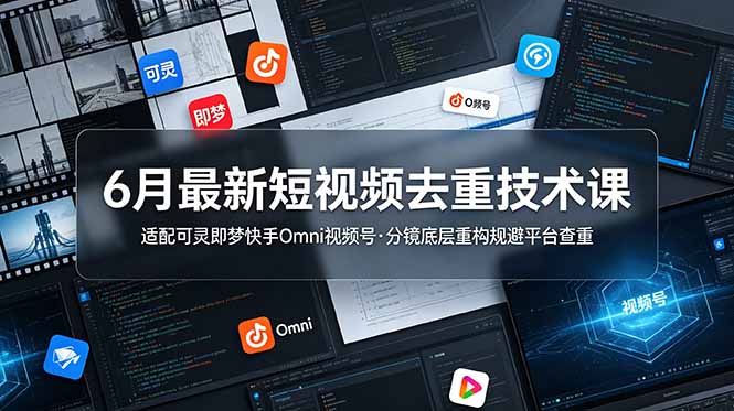 6月最新短视频去重技术课，适配可灵即梦快手Omni视频号，分镜底层重构规避平台查重-2ripyou