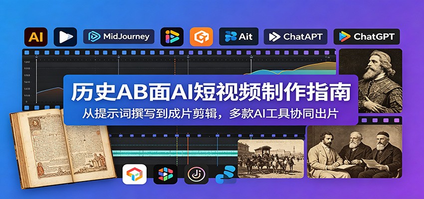 历史AB面AI短视频制作指南：从提示词撰写到成片剪辑，多款AI工具协同出片-2ripyou