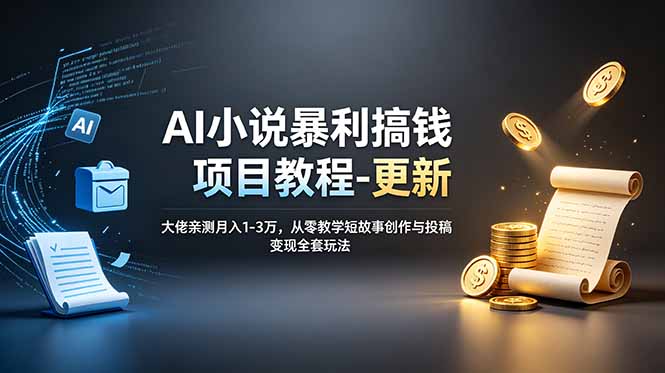 AI小说暴利搞钱项目教程-更新，大佬亲测月入1-3万，从零教学短故事创作与投稿变现全套玩法-2ripyou