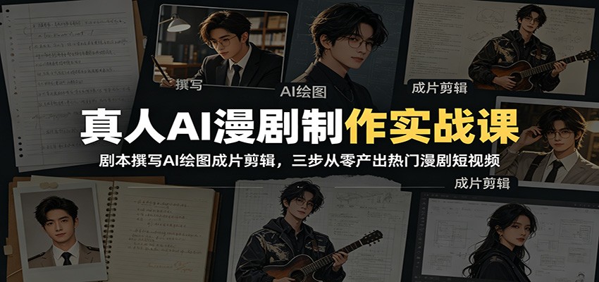 真人AI漫剧制作实战课：剧本撰写AI绘图成片剪辑，三步从零产出热门漫剧短视频-2ripyou
