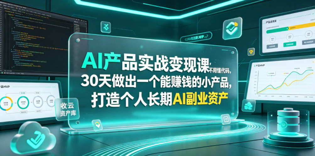 AI产品实战变现课，不用懂代码，30天做出一个能賺钱的小产品，打造个人长期AI副业资产-2ripyou