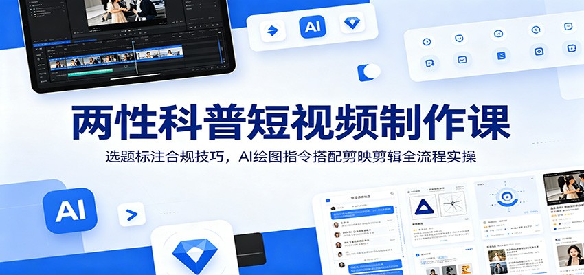 两性科普短视频制作课：选题标注合规技巧，AI绘图指令搭配剪映剪辑全流程实操-2ripyou