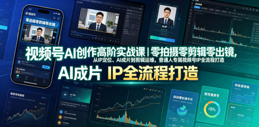 视频号AI创作高阶实战课｜零拍摄零剪辑零出镜，从IP定位、AI成片到剪辑运维，普通人专属视频号IP全流程打造-2ripyou