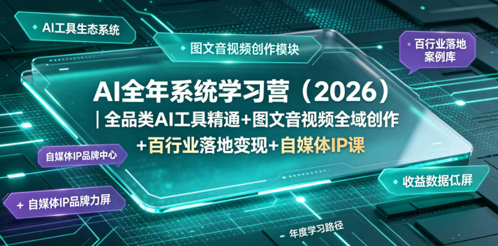 AI全年系统学习营(2026)｜全品类AI工具精通+图文音视频全域创作+百行业落地变现+自媒体IP打造年度进阶大课-2ripyou