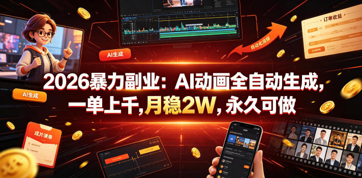 2026暴力副业：AI动画全自动生成，一单上千，月稳2W，永久可做【揭秘】-2ripyou