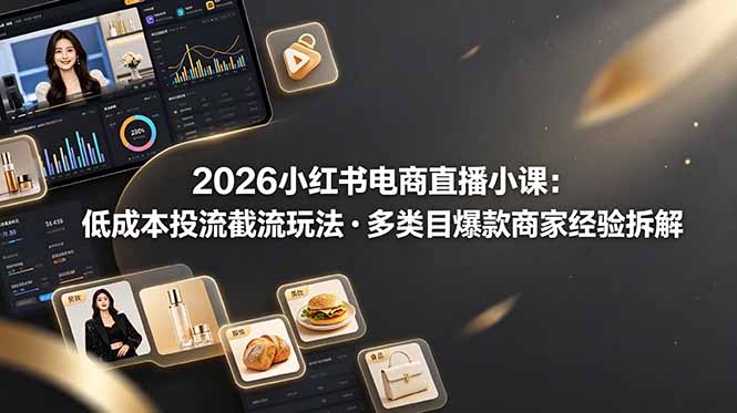 2026小红书电商直播小课，低成本投流截流玩法，多类目爆款商家经验完整拆解教学-2ripyou