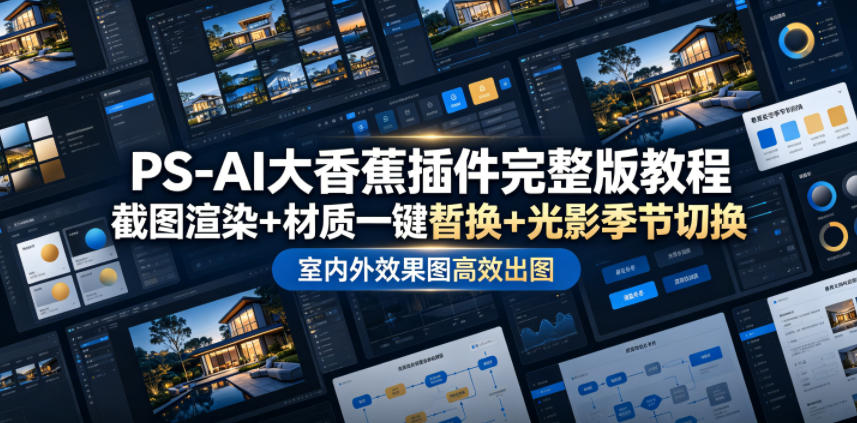 PS-AI大香蕉插件完整版教程，截图渲染+材质一键替换+光影季节切换，室内外效果图高效出图高阶课程-2ripyou