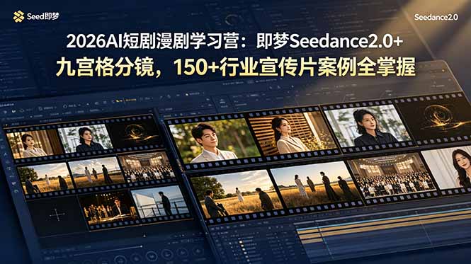 2026AI短剧漫剧学习营：即梦Seedance2.0+九宫格分镜，150+行业宣传片案例全掌握-2ripyou