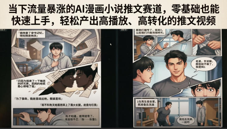 当下流量暴涨的AI漫画小说推文赛道，零基础也能快速上手，轻松产出高播放、高转化的推文视频-2ripyou