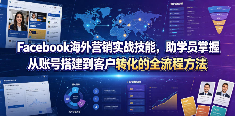 Facebook海外营销实战技能，助学员掌握从账号搭建到客户转化的全流程方法-2ripyou