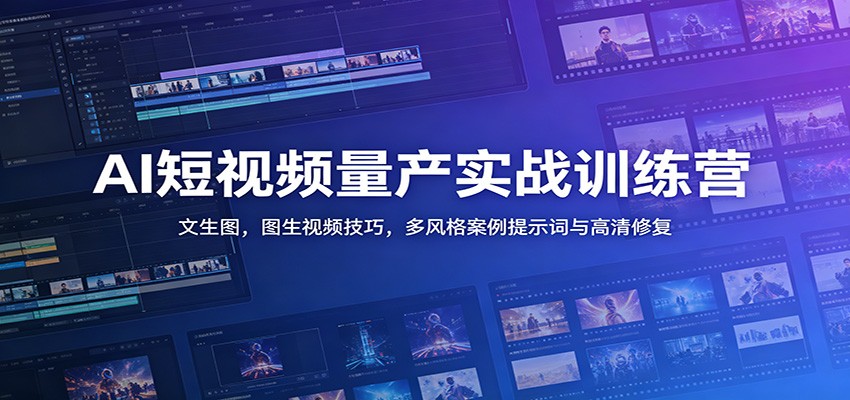 AI短视频量产实战训练营：文生图，图生视频技巧，多风格案例提示词与高清修复-2ripyou