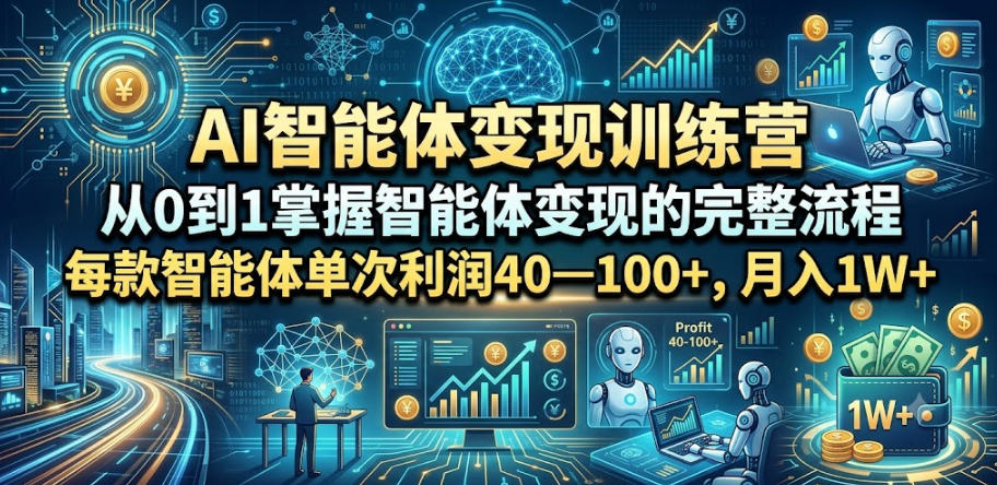 AI智能体变现训练营，从0到1掌握智能体变现的完整流程，每款智能体单次利润40—100+，月入1W+-2ripyou