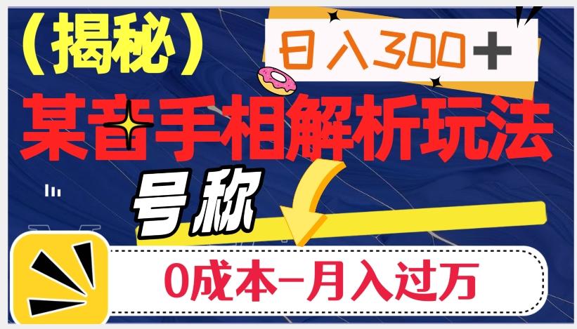 日入300+的，抖音手相解析玩法，号称0成本月入过万（揭秘）-2ripyou