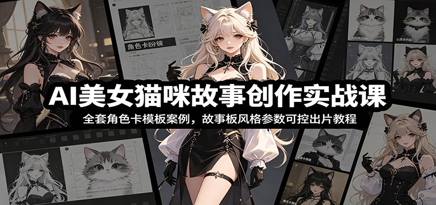 AI美女猫咪故事创作实战课：全套角色卡模板案例，故事板风格参数可控出片教程-2ripyou