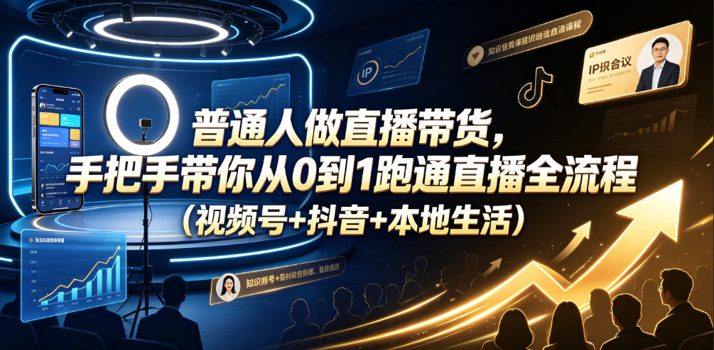 普通人做直播带货，手把手带你从0到1跑通直播全流程(视频号+抖音+本地生活)-2ripyou