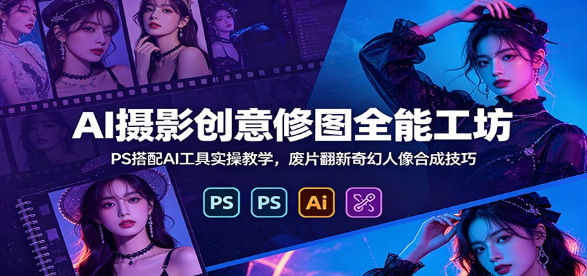 AI摄影创意修图全能工坊：PS搭配AI工具实操教学，废片翻新奇幻人像合成技巧-2ripyou
