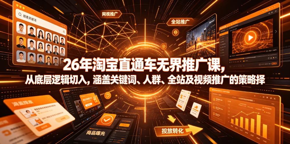 26年淘宝直通车无界推广课，从底层逻辑切入，涵盖关键词、人群、全站及视频推广的策略选择-2ripyou