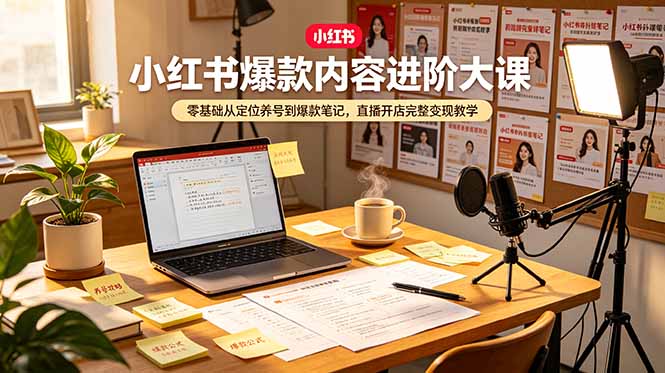 小红书爆款内容进阶大课，零基础从定位养号到爆款笔记，直播开店完整变现教学-2ripyou