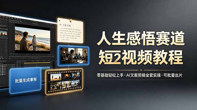 人生感悟赛道短视频教程，零基础轻松上手，AI文案剪辑全套实操可批量出片-2ripyou