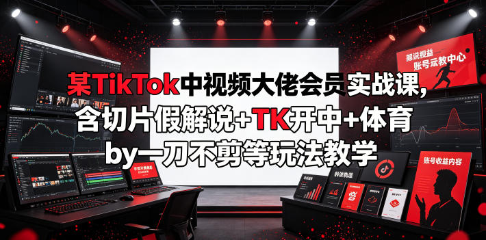某TikTok中视频大佬会员实战课，含切片假解说+TK开中+体育by一刀不剪等玩法教学-2ripyou