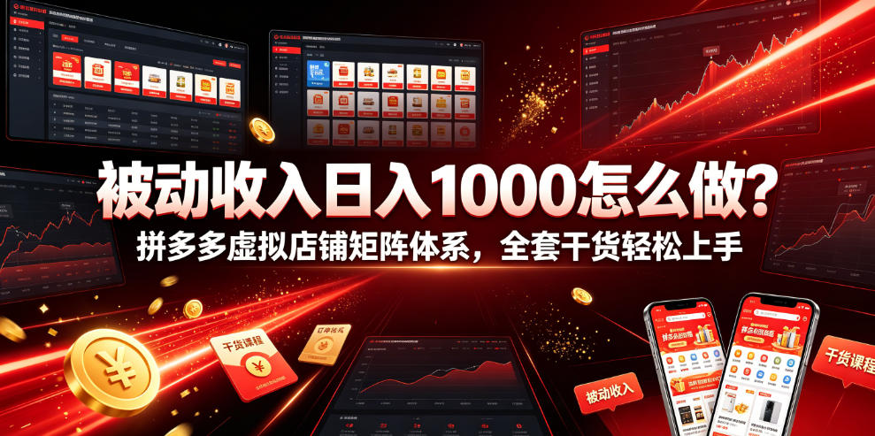 被动收入日入1000怎么做？拼多多虚拟店铺矩阵体系，全套干货轻松上手【揭秘】-2ripyou
