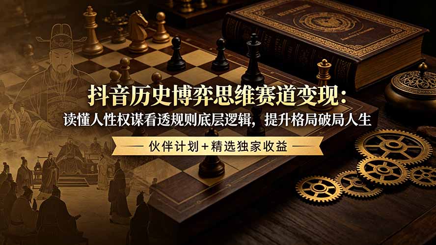 抖音历史博弈思维赛道变现：读懂人性权谋看透规则底层逻辑，提升格局破局人生，伙伴计划+精选独家收益-2ripyou