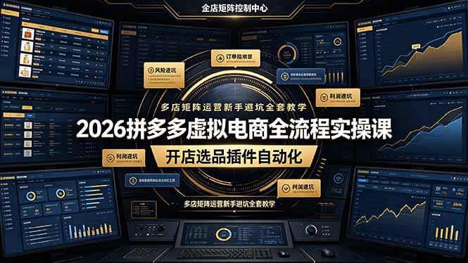 2026拼多多虚拟电商全流程实操课，开店选品插件自动化，多店矩阵运营新手避坑全套教学-2ripyou