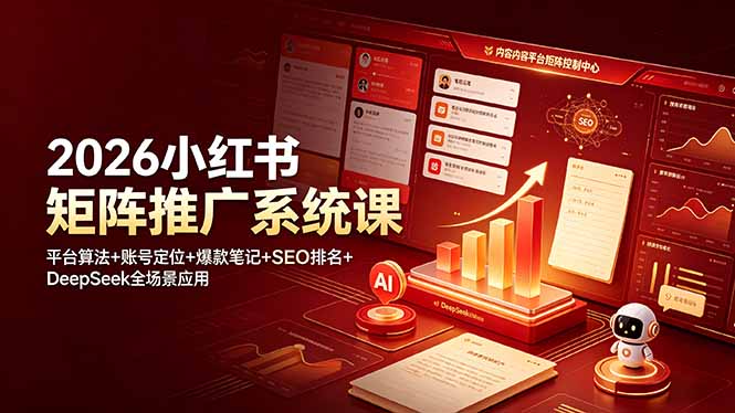 2026小红书矩阵推广系统课：平台算法+账号定位+爆款笔记+SEO排名+DeepSeek全场景应用-2ripyou