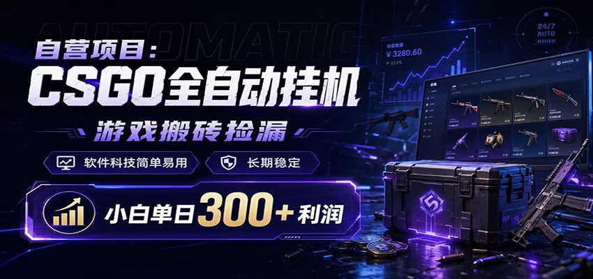 CSGO挂机捡漏项目通过利用游戏饰品交易机制，结合薄凉软件辅助捡漏，实现盈利-2ripyou