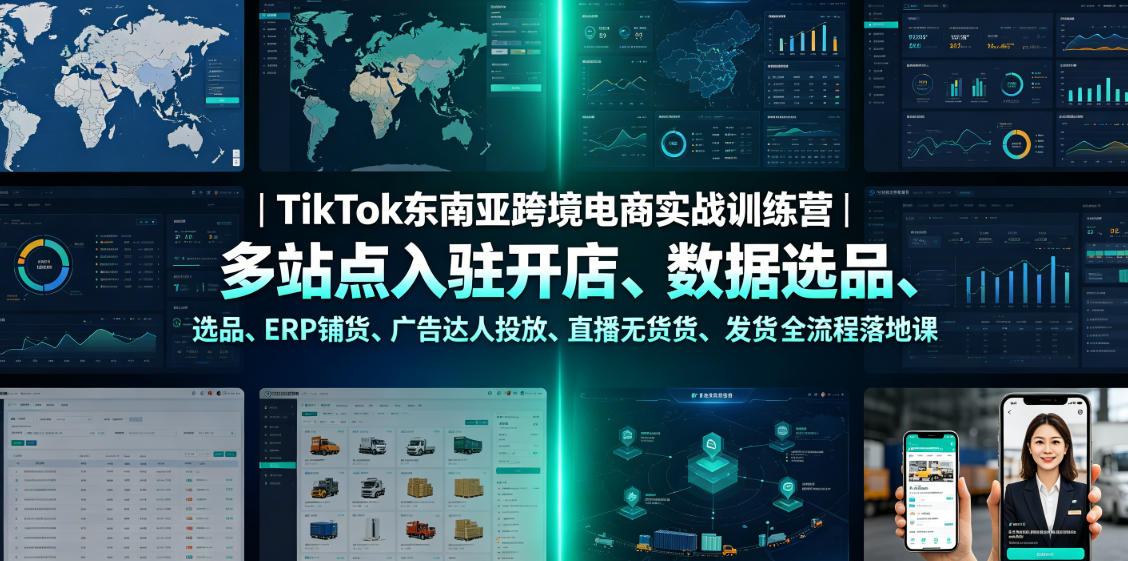 TikTok东南亚跨境电商实战训练营｜多站点入驻开店、数据选品、ERP铺货、广告达人投放、直播无货源发货全流程落地课-2ripyou