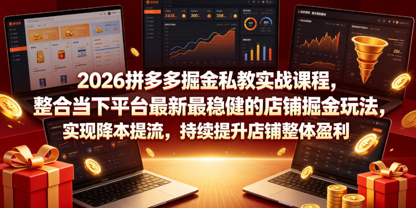 2026拼多多掘金私教实战课程，整合当下平台最新最稳健的店铺掘金玩法，实现降本提流，持续提升店铺整体盈利-2ripyou