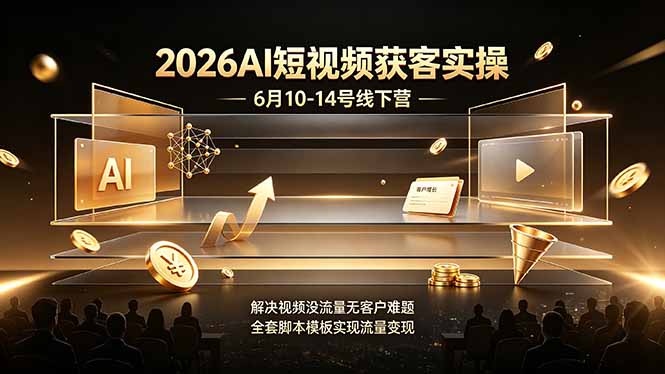 2026AI短视频获客实操6月10-14号线下营，解决视频没流量无客户难题，全套脚本模板实现流量变现-2ripyou