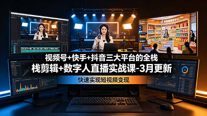 视频号+快手+抖音三大平台的全栈剪辑+数字人直播实战课-3月更新：快速实现短视频变现-2ripyou