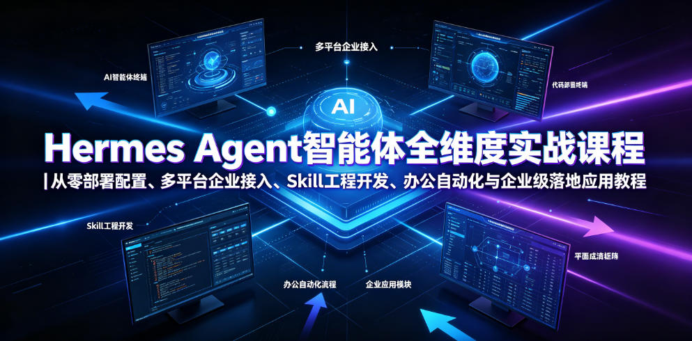 Hermes Agent智能体全维度实战课程｜从零部署配置、多平台企业接入、Skill工程开发、办公自动化与企业级落地应用教程-2ripyou