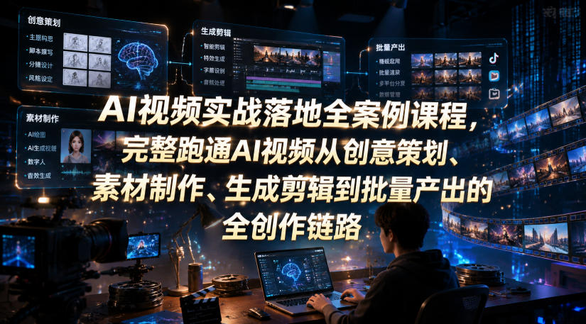 AI视频实战落地全案例课程，完整跑通AI视频从创意策划、素材制作、生成剪辑到批量产出的全创作链路-2ripyou