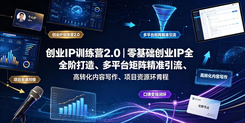 创业IP训练营2.0｜零基础创业IP全阶打造、多平台矩阵精准引流、高转化内容写作、项目资源对接与口碑变现闭环课程-2ripyou