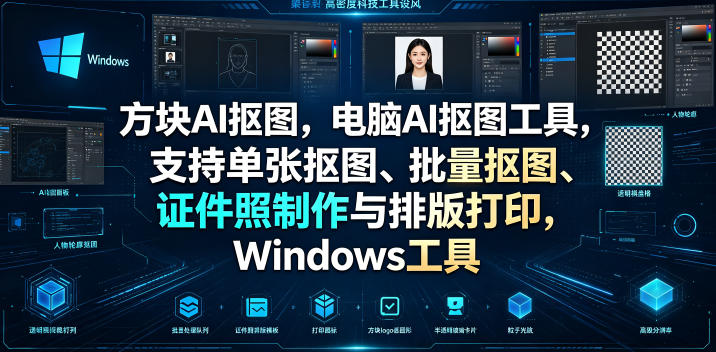 方块AI抠图,电脑AI抠图工具,支持单张抠图、批量抠图、证件照制作与排版打印,Windows工具-2ripyou