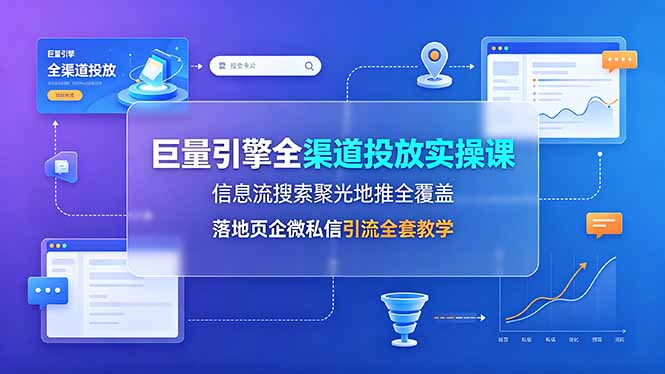 巨量引擎全渠道投放实操课，信息流搜索聚光地推全覆盖，落地页企微私信引流全套教学-2ripyou